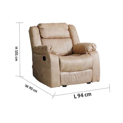 Aegon 6-Seater Push Back Recliner Set - Beige - With 2-Year Warranty