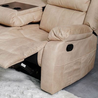 Aegon 6-Seater Push Back Recliner Set - Beige - With 2-Year Warranty