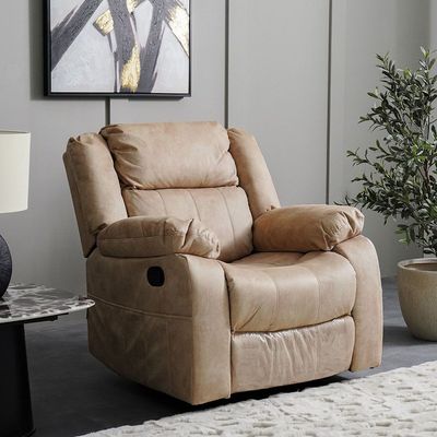 Aegon 6-Seater Push Back Recliner Set - Beige - With 2-Year Warranty