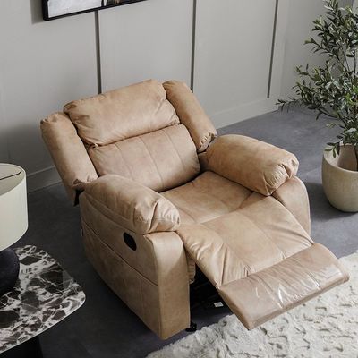 Aegon 6-Seater Push Back Recliner Set - Beige - With 2-Year Warranty