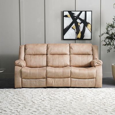 Aegon 6-Seater Push Back Recliner Set - Beige - With 2-Year Warranty