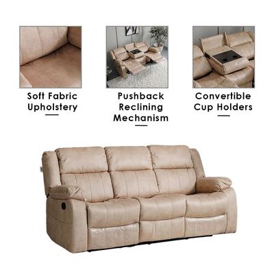 Aegon 3-Seater Recliner- Beige