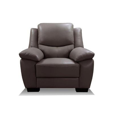 Amor Single Seater Leather Sofa- Brown