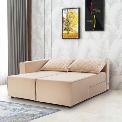Elena Fabric Sofa Bed - Beige Velvet