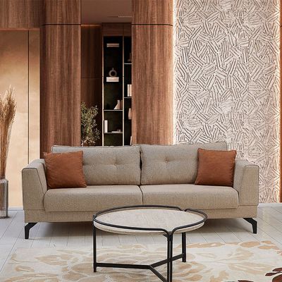 New Bella 3 Seater Fabric Sofa Bed - Light Brown