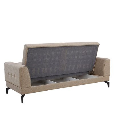 New Bella 3 Seater Fabric Sofa Bed - Light Brown