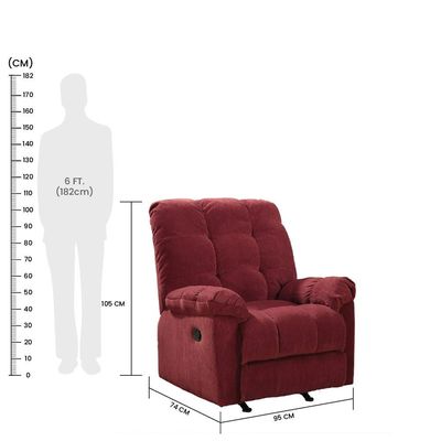 Simone Fabric Recliner Sofa 1S - Red