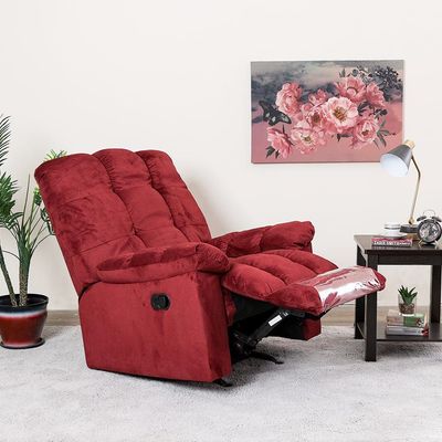 Simone Fabric Recliner Sofa 1S - Red