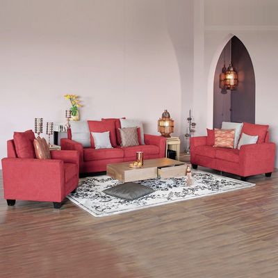 Alessandra 3+2+1 Fabric Sofa Set - Red