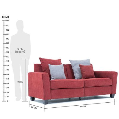 Alessandra 3+2+1 Fabric Sofa Set - Red