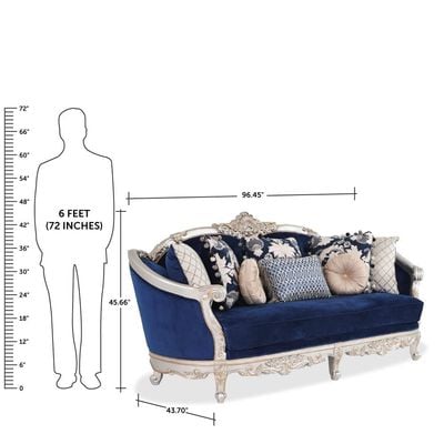 Ethel Three Seater Fabric Sofa- Royal Blue