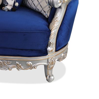 Ethel Three Seater Fabric Sofa- Royal Blue