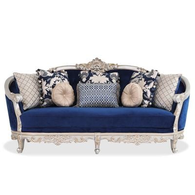 Ethel Three Seater Fabric Sofa- Royal Blue