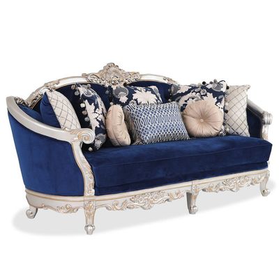 Ethel Three Seater Fabric Sofa- Royal Blue