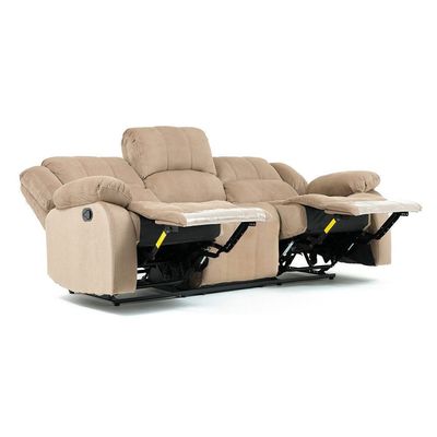 Terrence 3 Seater Fabric Recliner - Ligth Brown