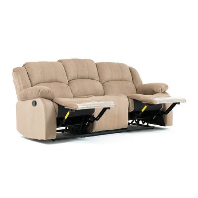 Terrence 3 Seater Fabric Recliner - Ligth Brown