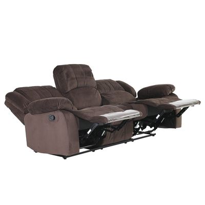 Terrence 3 Seater Fabric Recliner - Chocolate