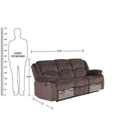 Terrence 3 Seater Fabric Recliner - Chocolate