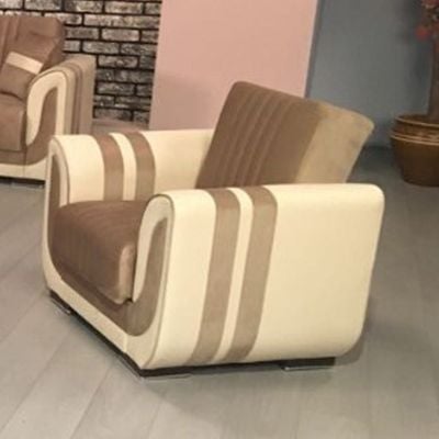 Damian Single Seater Fabric Sofa - Beige/Brown