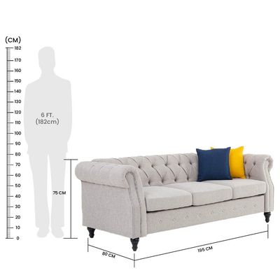 David 3-Seater Fabric Sofa