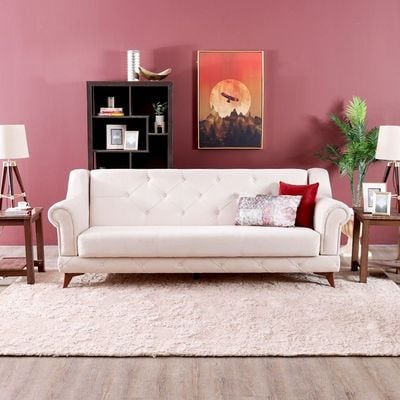 Perla 3 Seater Fabric Sofa - Cream