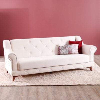 Perla 3 Seater Fabric Sofa - Cream