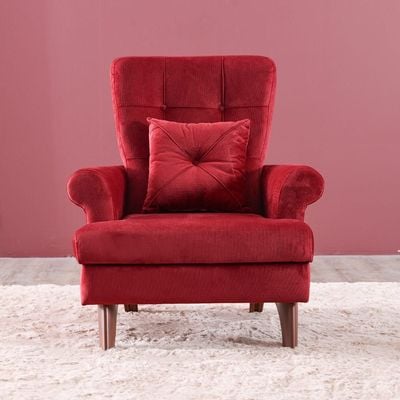 Perla Fabric Sofa Set - Red/Cream