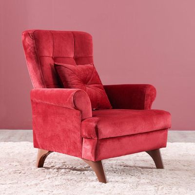 Perla Fabric Sofa Set - Red/Cream