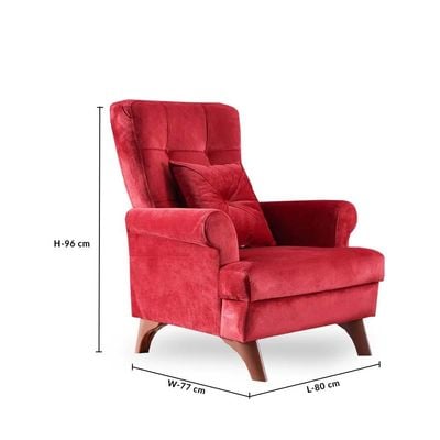 Perla Fabric Sofa Set - Red/Cream