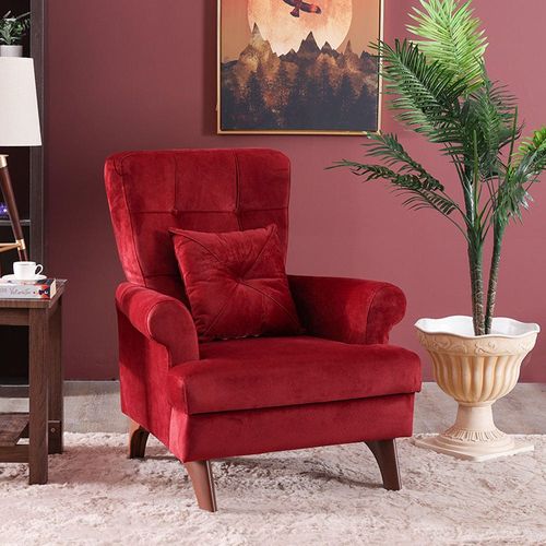 Perla Fabric Sofa Set - Red/Cream