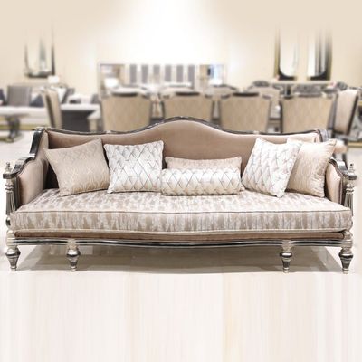 Vitaly 3 Seater Fabric Sofa ÃƒÂ¢Ã¢â€šÂ¬Ã¢â‚¬Å“ Golden/Taupe