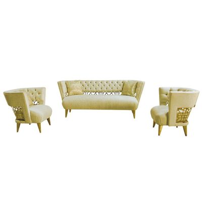 Adelaide 3 Seater Fabric Sofa - Golden/Cream