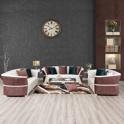 Ramona Two Seater Fabric Sofa- Beige & Brown