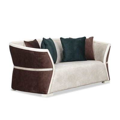 Ramona Two Seater Fabric Sofa- Beige & Brown