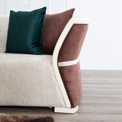 Ramona Two Seater Fabric Sofa- Beige & Brown