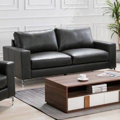 Sancho Leather Sofa Set - Dark Grey
