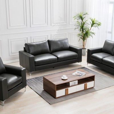 Sancho Leather Sofa Set - Dark Grey