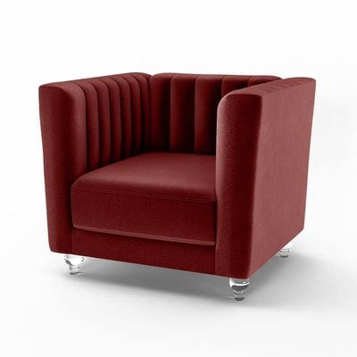 كاتريونا - أريكة قماشية مقعد واحد - أحمر غامق