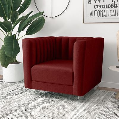 Catriona 1 Seater Fabric Sofa - Deep Red