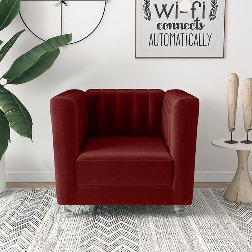 Catriona 1 Seater Fabric Sofa - Deep Red