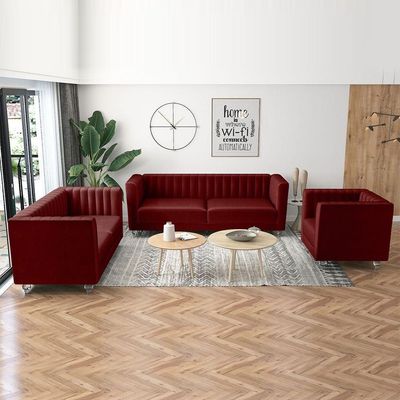 Catriona 3+2+1 Fabric Sofa Set - Deep Red