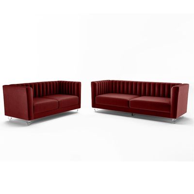 Catriona 3 Seater Fabric Sofa - Deep Red