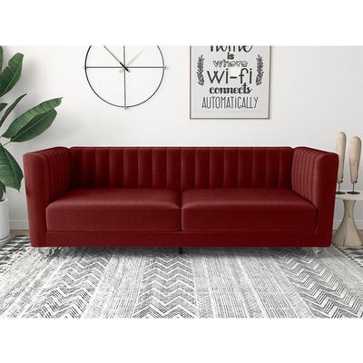 Catriona 3 Seater Fabric Sofa - Deep Red