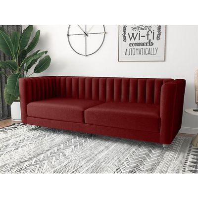 Catriona 3 Seater Fabric Sofa - Deep Red