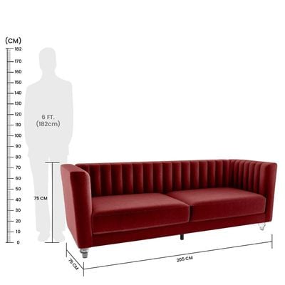 Catriona 3 Seater Fabric Sofa - Deep Red