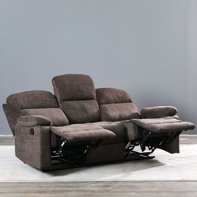 Salvoy 3 Seater Fabric Recliner - Brown