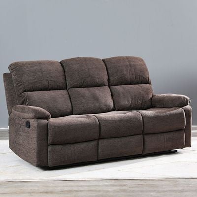 Salvoy 3 Seater Fabric Recliner - Brown