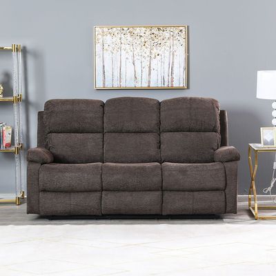 Salvoy 3 Seater Fabric Recliner - Brown