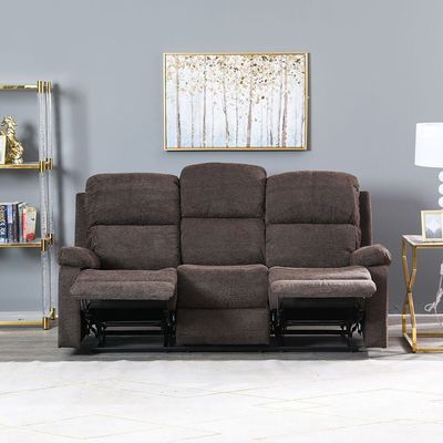 Salvoy 3 Seater Fabric Recliner - Brown