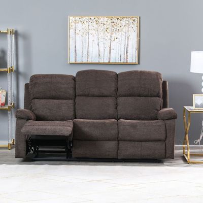 Salvoy 3 Seater Fabric Recliner - Brown